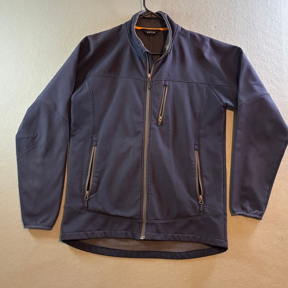 Orvis Softshell Jacket Mens M Navy Blue Full Zip Outdoor Hiking 2PE1